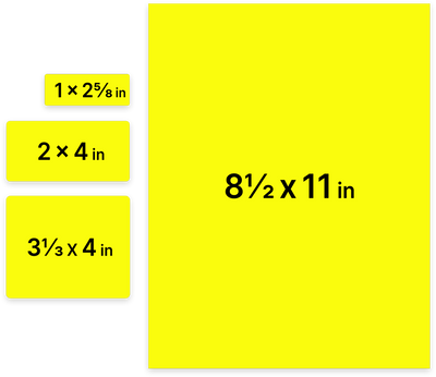 Neon Yellow Assorted Size Labels Combo Set - 4 Packs (370 Total)