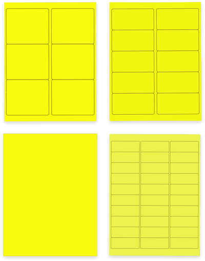 Neon Yellow Assorted Size Labels Combo Set - 4 Packs (370 Total)