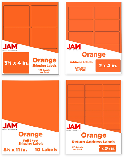 Orange Assorted Size Labels Combo Set - 4 Packs (370 Total)