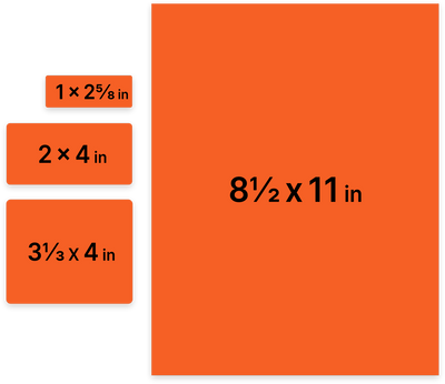 Orange Assorted Size Labels Combo Set - 4 Packs (370 Total)