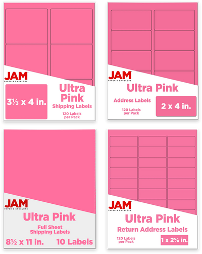 Ultra Pink Assorted Size Labels Combo Set - 4 Packs (370 Total)