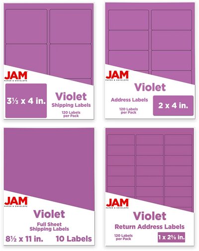 Violet Purple Assorted Size Labels Combo Set - 4 Packs (370 Total)