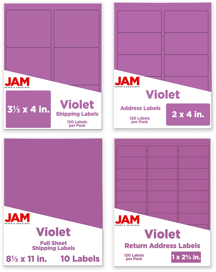 Violet Purple Assorted Size Labels Combo Set - 4 Packs (370 Total)