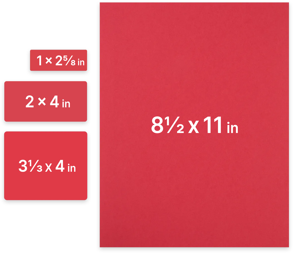 Red Assorted Size Labels Combo Set - 4 Packs (370 Total)