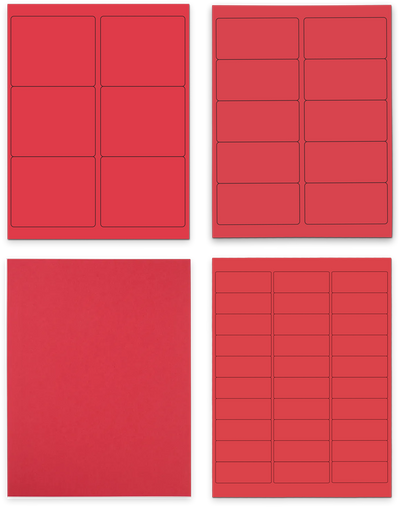 Red Assorted Size Labels Combo Set - 4 Packs (370 Total)