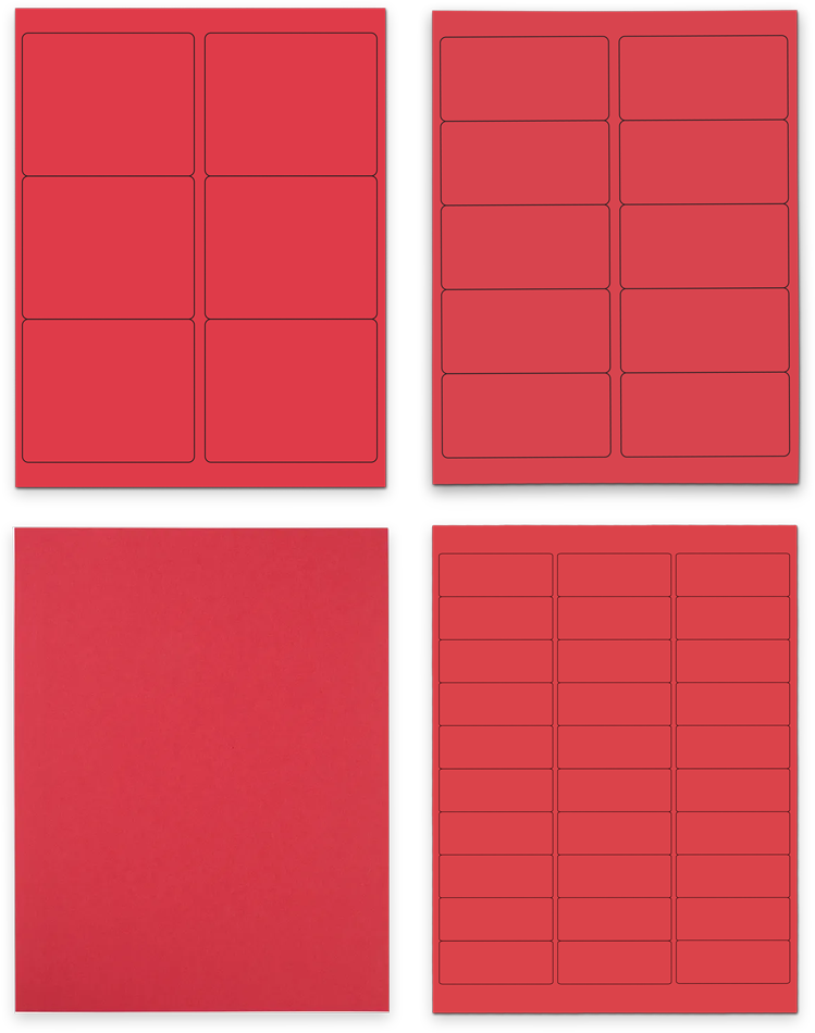 Red Assorted Size Labels Combo Set - 4 Packs (370 Total)