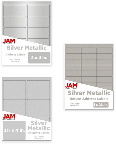 Silver Metallic Assorted Size Labels Combo Set - 3 Packs (360 Total)