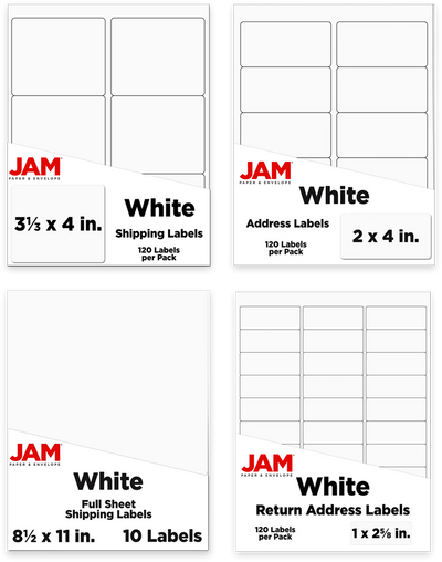 White Assorted Size Labels Combo Set - 4 Packs (370 Total)