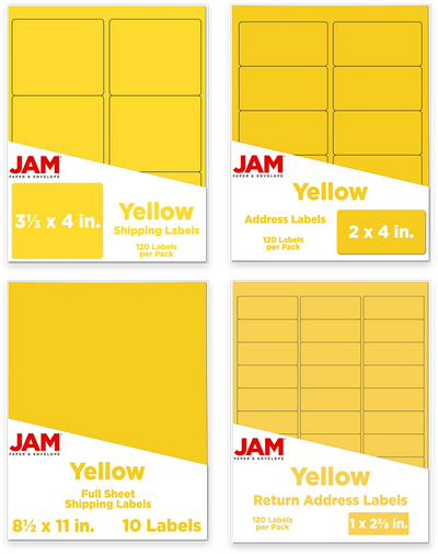 Yellow Assorted Size Labels Combo Set - 4 Packs (370 Total)