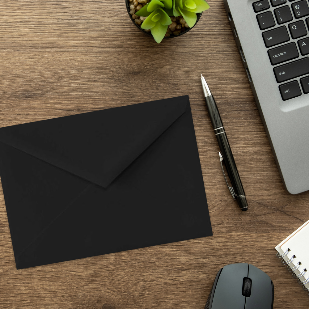 Smooth Midnight Black 32lb Lee BAR V Flap Envelopes (5 1/4 x 7 1/4)