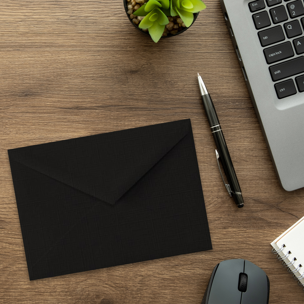 Black Linen 32lb Lee BAR V Flap Envelopes (5 1/4 x 7 1/4)