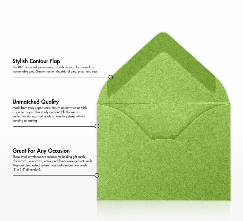 Lime Green Metallic 32lb #17 Mini Envelopes (2 11/16 x 3 11/16)