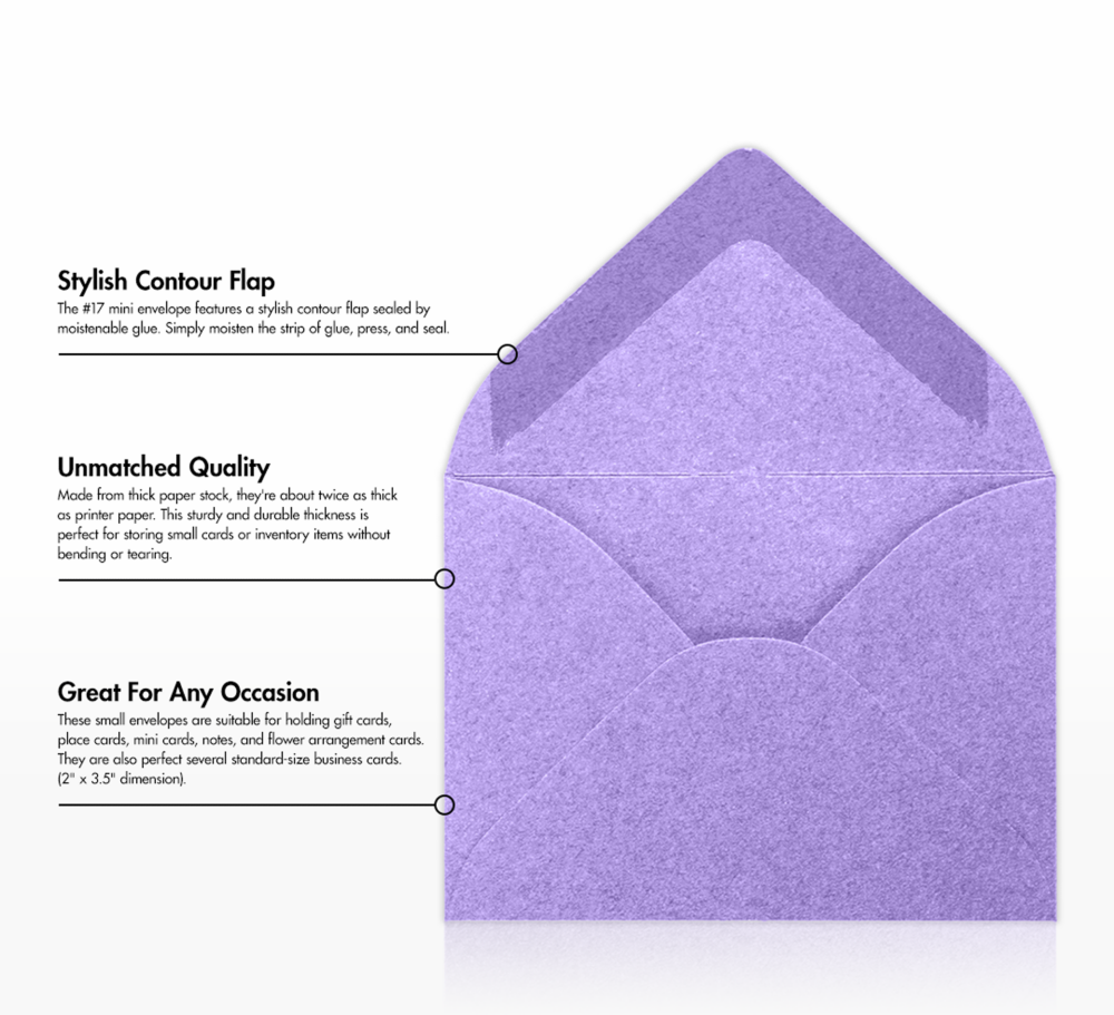 Amethyst Purple Metallic 32lb #17 Mini Envelopes (2 11/16 x 3 11/16)