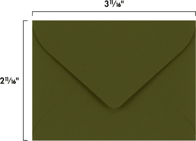 Dark Green Olive 28lb #17 Mini Envelopes (2 11/16 x 3 11/16)