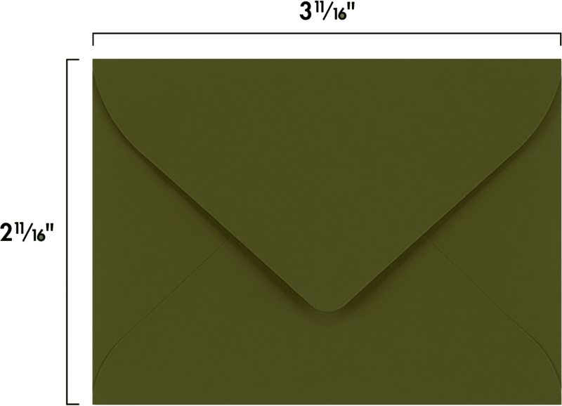 Dark Green Olive 28lb #17 Mini Envelopes (2 11/16 x 3 11/16)