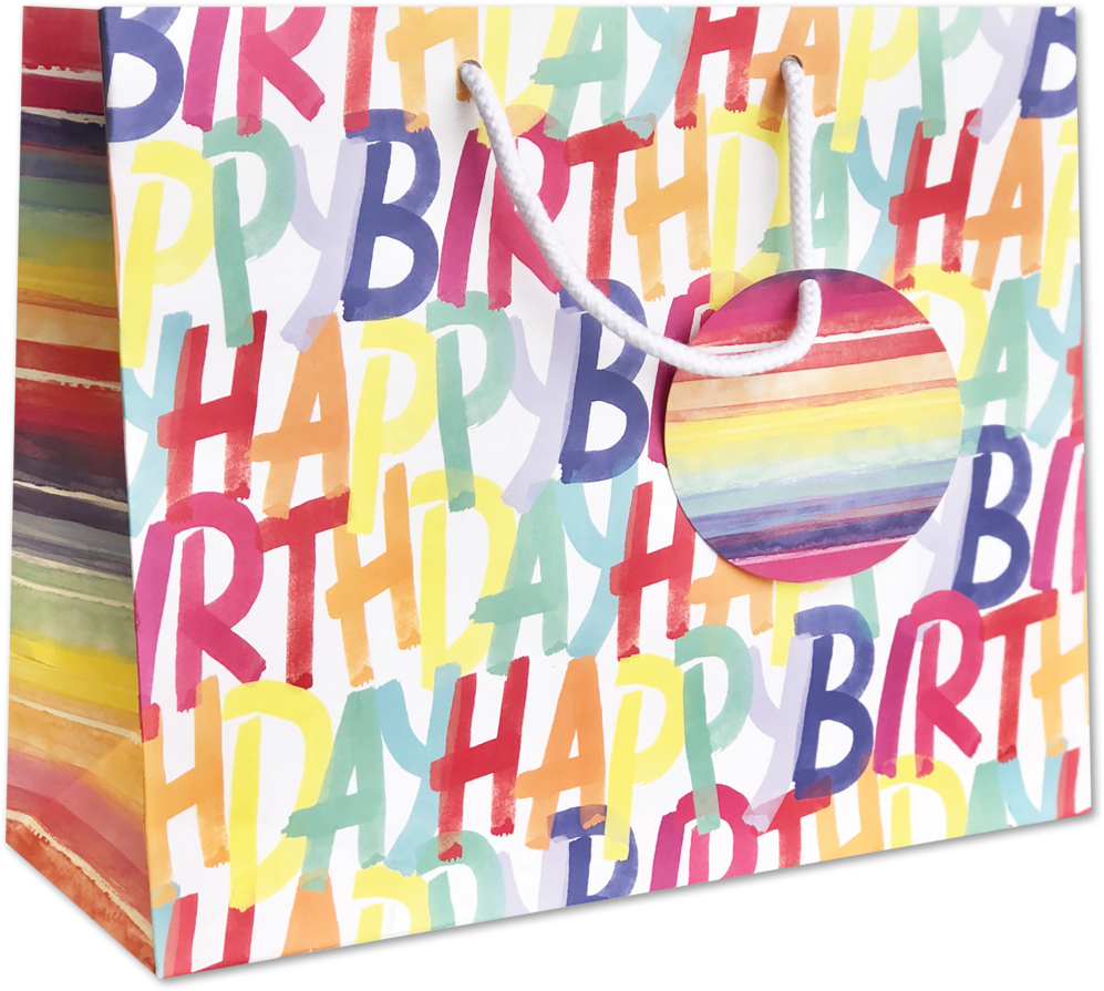 Rainbow Birthday Large Gift Bags (12 1/2 x 10 x 5)