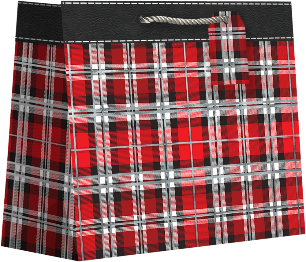 Authentic Plaid Christmas Large Gift Bags (12 1/2 x 10 x 5)