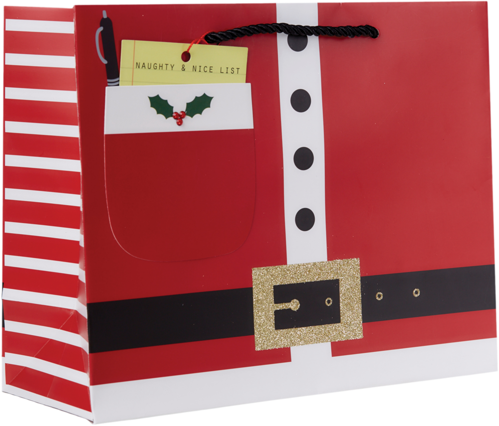 Santa's List Christmas Large Gift Bags (12 1/2 x 10 x 5)