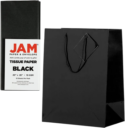 Black Large Glossy Gift Bags (10 x 13 x 5) (3 Pack) with Tissue Paper (10 Pack)