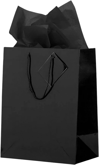 Black Large Glossy Gift Bags (10 x 13 x 5) (3 Pack) with Tissue Paper (10 Pack)