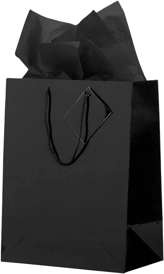 Black Large Glossy Gift Bags (10 x 13 x 5) (3 Pack) with Tissue Paper (10 Pack)