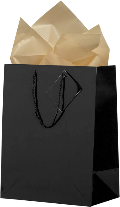 Black/Gold Large Glossy Gift Bags (10 x 13 x 5) (3 Pack) with Tissue Paper (10 Pack)