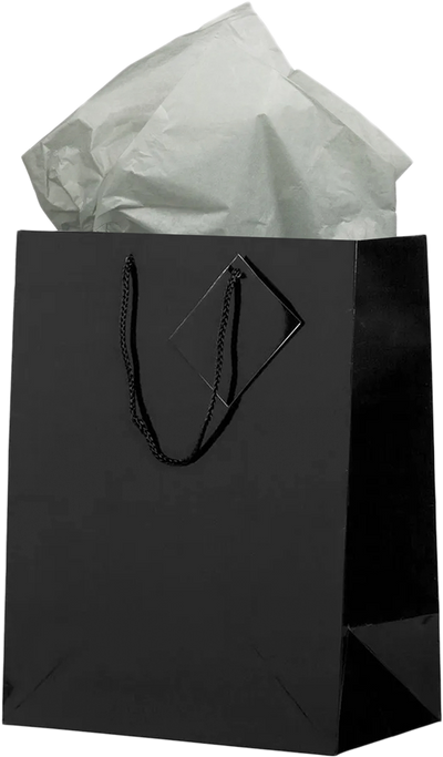 Black/Gray Large Glossy Gift Bags (10 x 13 x 5) (3 Pack) with Tissue Paper (10 Pack)