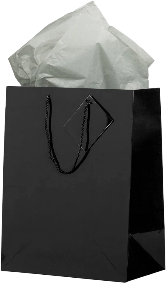 Black/Gray Large Glossy Gift Bags (10 x 13 x 5) (3 Pack) with Tissue Paper (10 Pack)