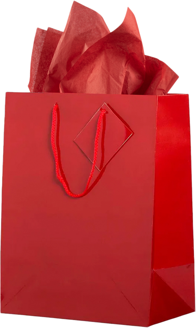 Red Large Glossy Gift Bags (10 x 13 x 5) (3 Pack) with Tissue Paper (10 Pack)
