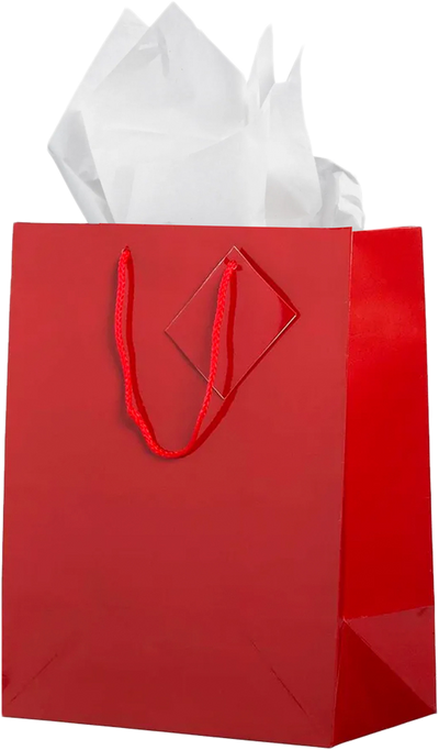 Red /White Large Glossy Gift Bags (10 x 13 x 5) (3 Pack) with Tissue Paper (10 Pack)