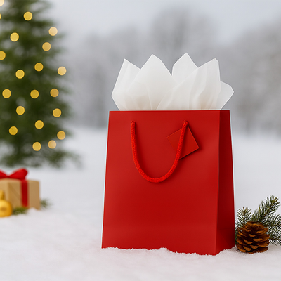 Red /White Large Glossy Gift Bags (10 x 13 x 5) (3 Pack) with Tissue Paper (10 Pack)