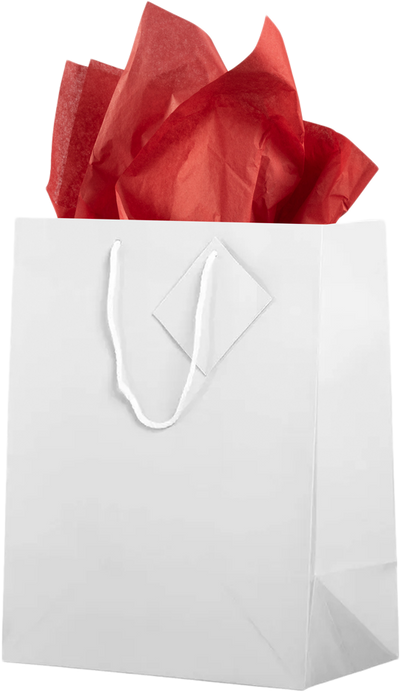 White/Red Large Glossy Gift Bags (10 x 13 x 5) (3 Pack) with Tissue Paper (10 Pack)