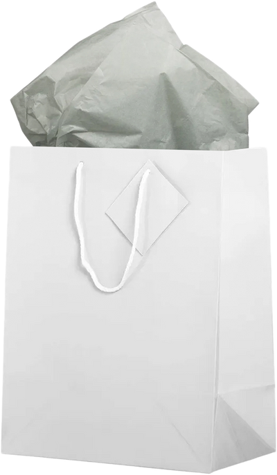 White/Gray Large Glossy Gift Bags (10 x 13 x 5) (3 Pack) with Tissue Paper (10 Pack)