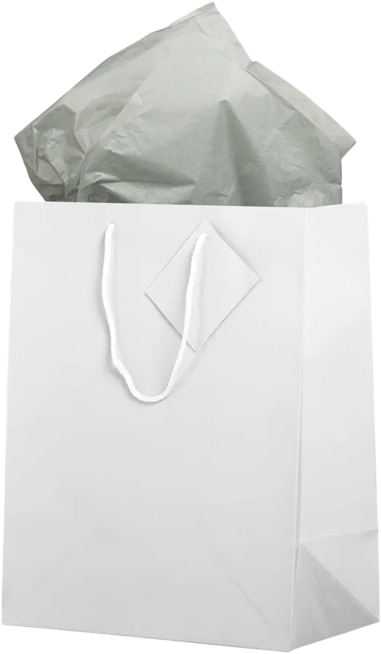 White/Gray Large Glossy Gift Bags (10 x 13 x 5) (3 Pack) with Tissue Paper (10 Pack)