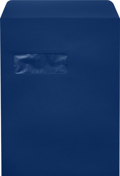 Navy Blue 32lb 9 x 12 Open End Window Envelopes with Peel & Seal