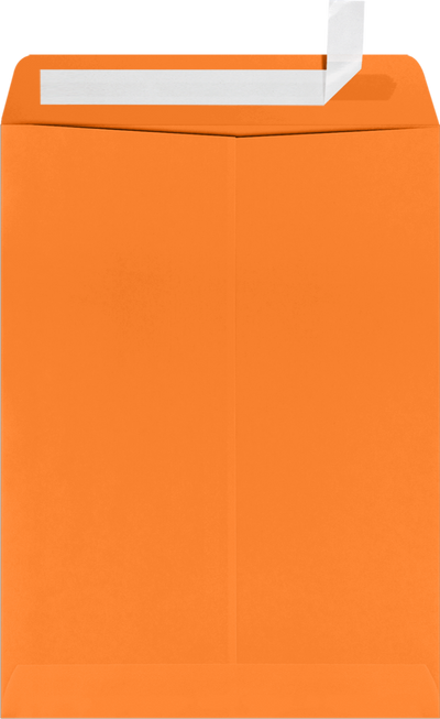 Mandarin Orange 32lb 9 x 12 Open End Window Envelopes with Peel & Seal
