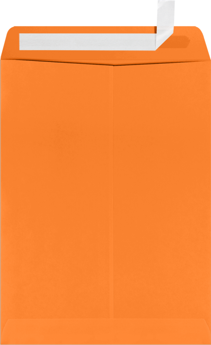 Mandarin Orange 32lb 9 x 12 Open End Window Envelopes with Peel & Seal