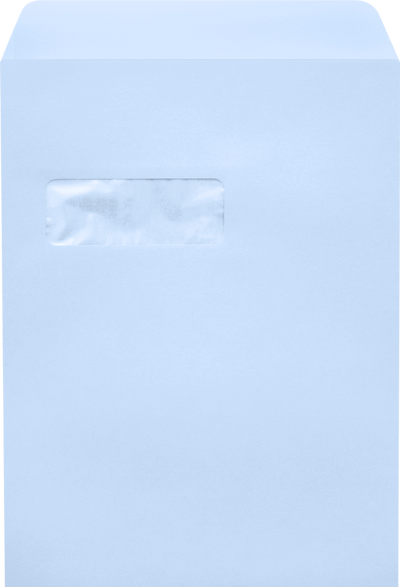 Baby Blue 32lb 9 x 12 Open End Window Envelopes with Peel & Seal