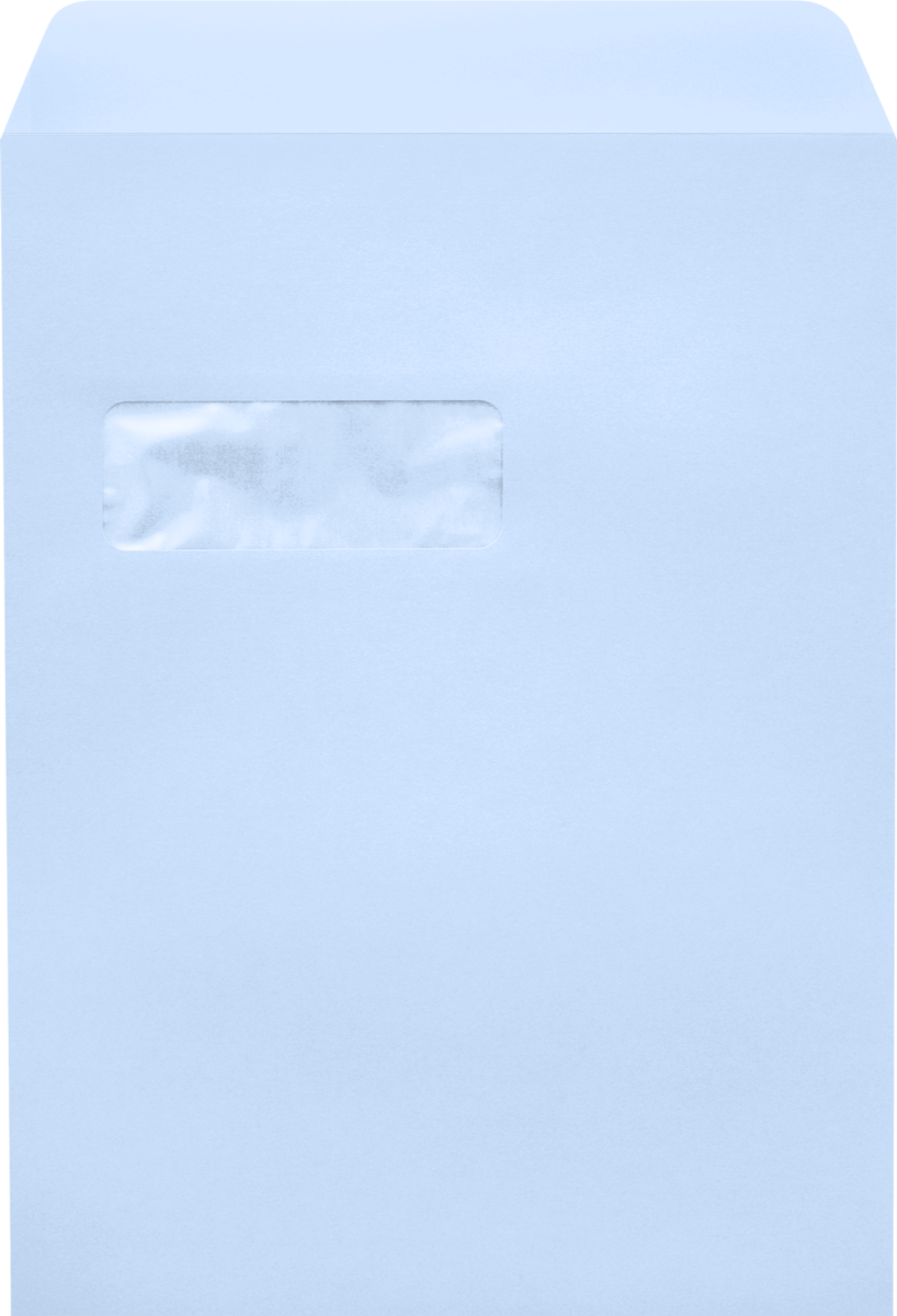Baby Blue 32lb 9 x 12 Open End Window Envelopes with Peel & Seal