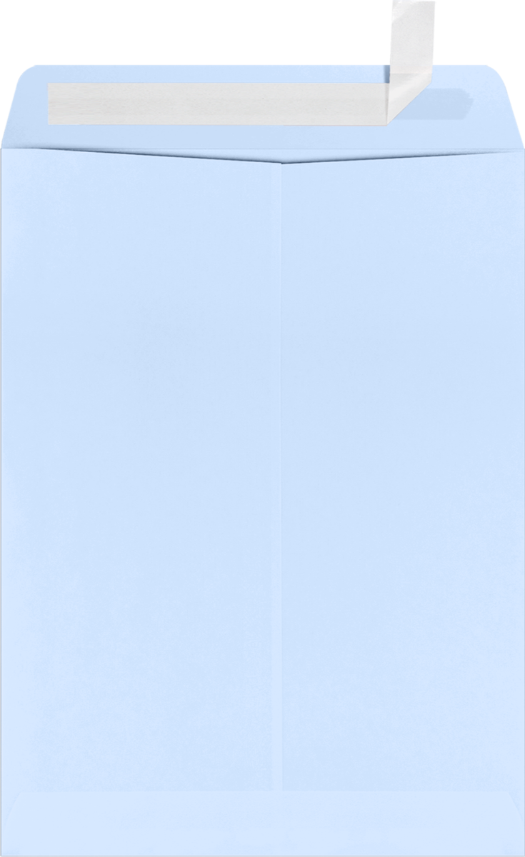Baby Blue 32lb 9 x 12 Open End Window Envelopes with Peel & Seal