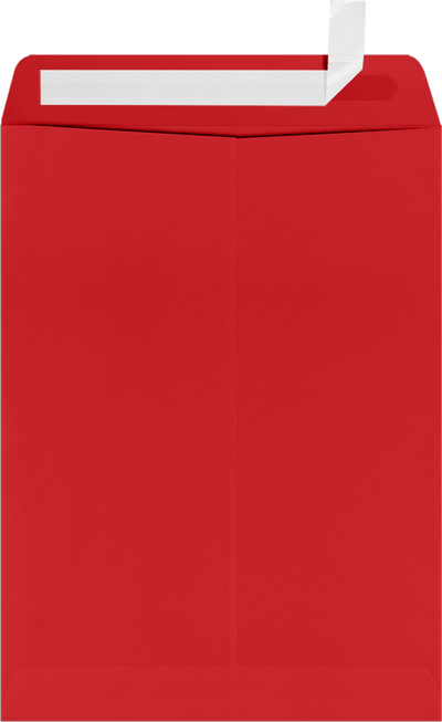Red 32lb 9 x 12 Open End Window Envelopes with Peel & Seal