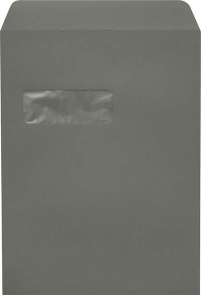 Dark Smoke Gray 32lb 9 x 12 Open End Window Envelopes with Peel & Seal