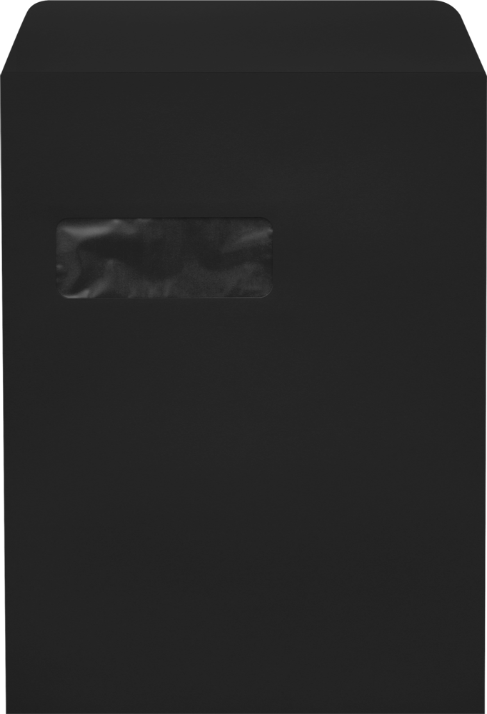 Smooth Midnight Black 32lb 9 x 12 Open End Window Envelopes with Peel & Seal