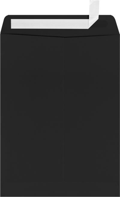 Smooth Midnight Black 32lb 9 x 12 Open End Window Envelopes with Peel & Seal