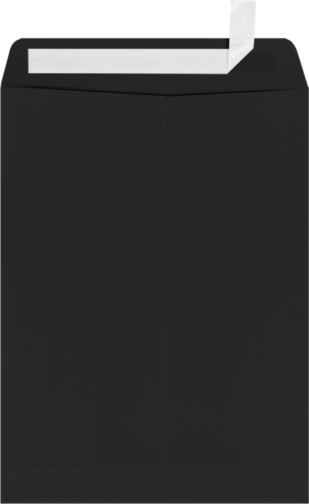 Smooth Midnight Black 32lb 9 x 12 Open End Window Envelopes with Peel & Seal