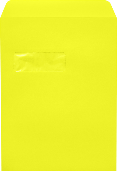 Citrus Yellow 32lb 9 x 12 Open End Window Envelopes with Peel & Seal