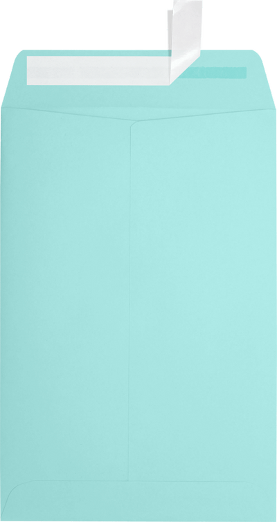 Seafoam Aqua Blue 32lb 6 x 9 Open End Envelopes with Peel & Seal