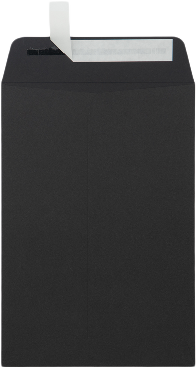 Smooth Midnight Black 32lb 6 1/2 x 9 1/2 Open End Envelopes with Peel & Seal