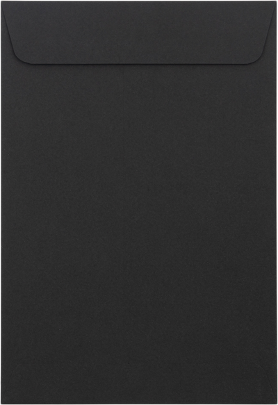 Smooth Midnight Black 32lb 6 1/2 x 9 1/2 Open End Envelopes with Peel & Seal