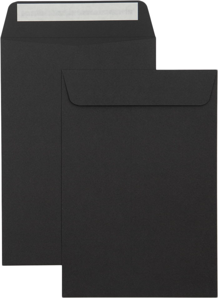 Smooth Midnight Black 32lb 6 1/2 x 9 1/2 Open End Envelopes with Peel & Seal